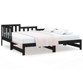 Pull-out Day Bed Black 2x(80x200) cm Solid Wood Pine - thumbnail 2