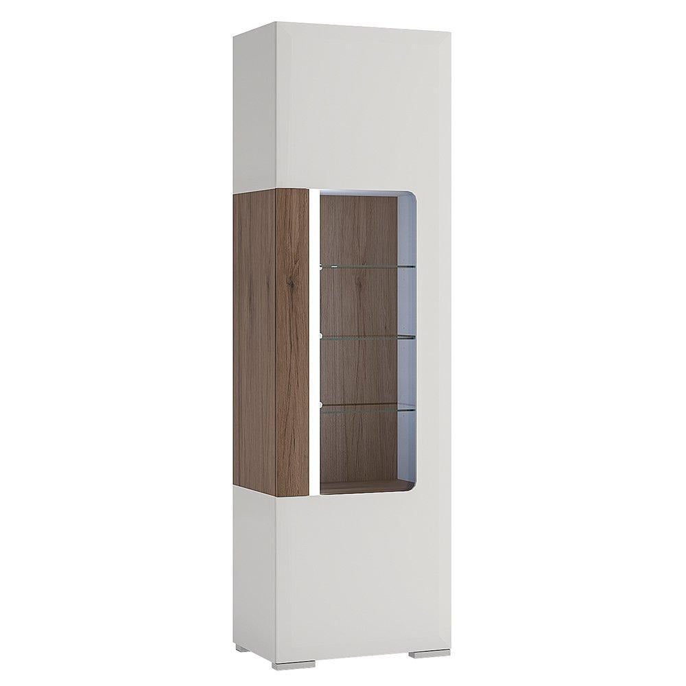 Toronto Tall Narrow Glazed Display Cabinet with Internal Shelves (inc. Plexi Lighting) - image 1
