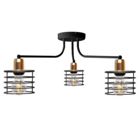 Edison Multi Arm Semi Flush Ceiling Light Black Copper 65cm - thumbnail 1