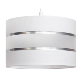 Helen Cylindrical Pendant Ceiling Light White Silver 35cm - thumbnail 2