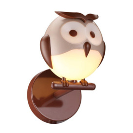 Owl Wall Lamp Childrens Nature Theme - thumbnail 1