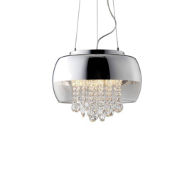Luna Pendant Light Glass And Chrome With Suspended Crystals