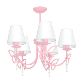 Charlotte Pink Ceiling Lamp Hand Made Chandelier With Butterflies