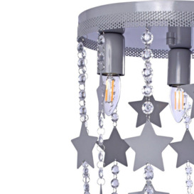 Star Ceiling Lamp Cool Grey Hand Made With Crystals And Stars - thumbnail 3
