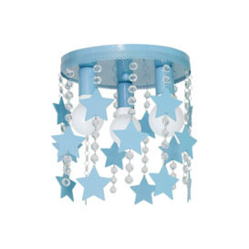 Star Ceiling Lamp powder Blue Hand Made With Crystals And Stars