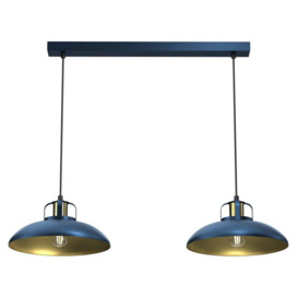 Felix Blue And Gold Double Pendant Lamp Hand Made - thumbnail 3