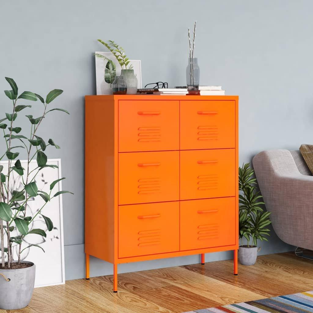 Drawer Cabinet Orange 80x35x101.5 cm Steel - image 1