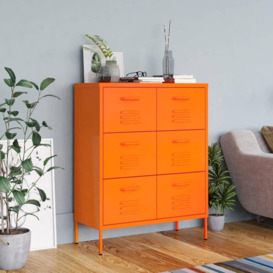 Drawer Cabinet Orange 80x35x101.5 cm Steel - thumbnail 1