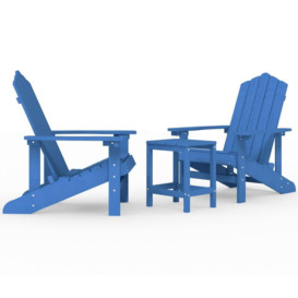 Garden Adirondack Chairs with Table HDPE Aqua Blue - thumbnail 3