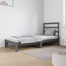 Pull-out Day Bed Grey 2x(90x190) cm Solid Wood Pine - thumbnail 1