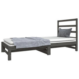 Pull-out Day Bed Grey 2x(90x190) cm Solid Wood Pine - thumbnail 3
