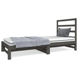 Pull-out Day Bed Grey 2x(90x190) cm Solid Wood Pine - thumbnail 2