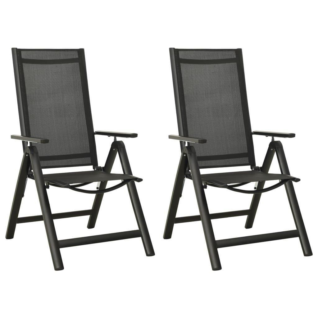 Folding Garden Chairs 2 pcs Textilene and Aluminium Black - image 1