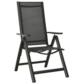 Folding Garden Chairs 2 pcs Textilene and Aluminium Black - thumbnail 2