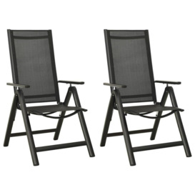Folding Garden Chairs 2 pcs Textilene and Aluminium Black - thumbnail 1