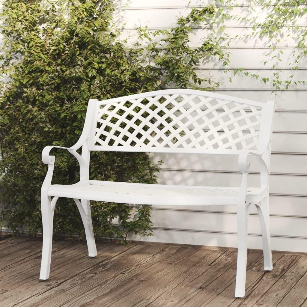 Garden Bench 102 cm Cast Aluminium White - image 1