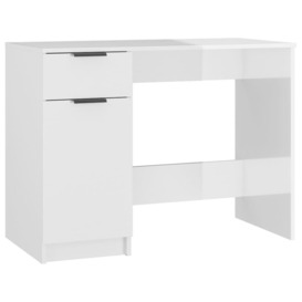 Desk High Gloss White 100x50x75 cm Engineered Wood - thumbnail 3