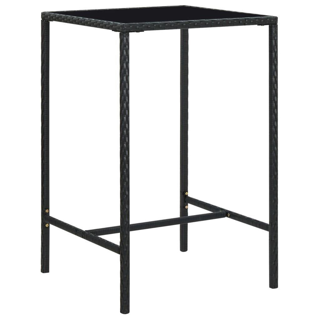 Garden Bar Table Black 70x70x110 cm Poly Rattan and Glass - image 1