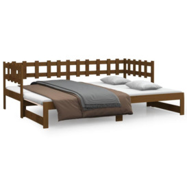 Pull-out Day Bed Honey Brown 2x(90x190) cm Solid Wood Pine - thumbnail 2