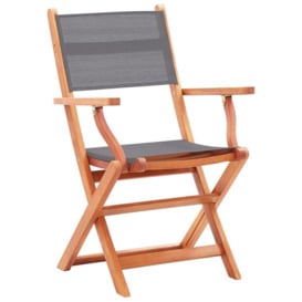 Folding Garden Chairs 8 pcs Grey Solid Eucalyptus Wood&Textilene - thumbnail 2