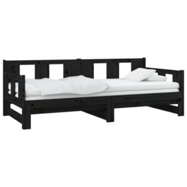 Pull-out Day Bed Black Solid Wood Pine 2x(90x200) cm - thumbnail 3