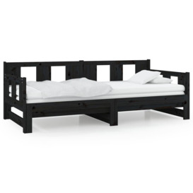 Pull-out Day Bed Black Solid Wood Pine 2x(90x200) cm - thumbnail 2