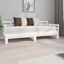 Pull-out Day Bed White Solid Wood Pine 2x(80x200) cm