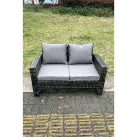 High Back Rattan 2 Seater Love Sofa Double Seat Thick Seat And Back Cushion