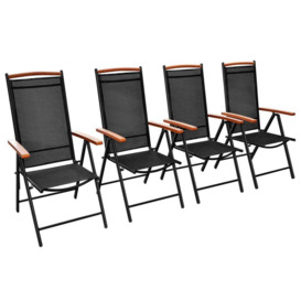 Folding Garden Chairs 4 pcs Aluminium and Textilene Black - thumbnail 2