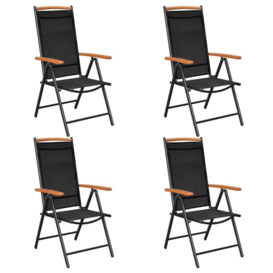 Folding Garden Chairs 4 pcs Aluminium and Textilene Black - thumbnail 1
