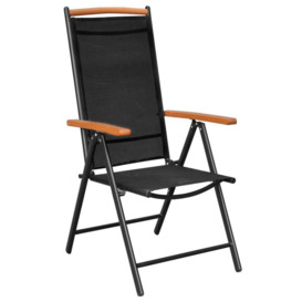 Folding Garden Chairs 4 pcs Aluminium and Textilene Black - thumbnail 3