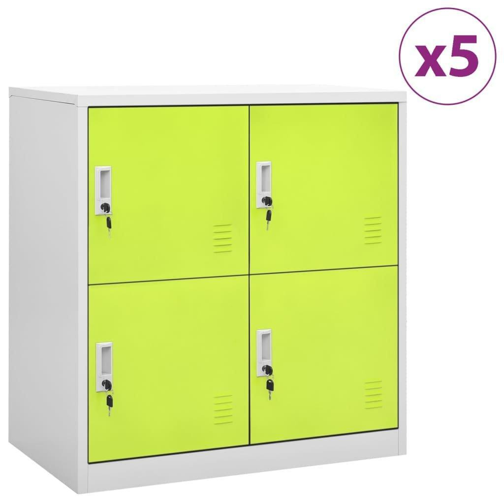 Locker Cabinets 5 pcs Light Grey and Green 90x45x92.5 cm Steel - image 1