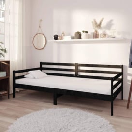 Day Bed Black Solid Pinewood 90x200 cm - thumbnail 1
