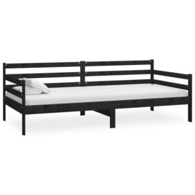 Day Bed Black Solid Pinewood 90x200 cm - thumbnail 2