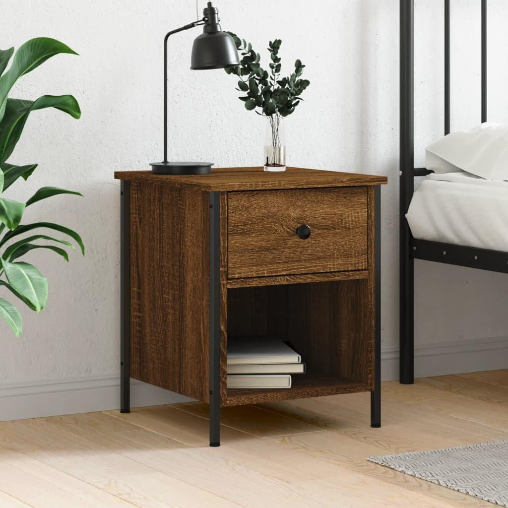 Bedside Cabinet Brown Oak 40x42x50 cm Engineered Wood - image 1