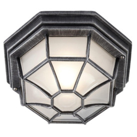 Traditional Hexagonal Die-Cast Aluminium Flush Ceiling Porch Light Fitting - thumbnail 1