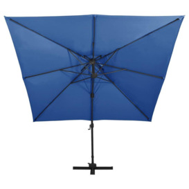 Cantilever Umbrella with Double Top 300x300 cm Azure Blue - thumbnail 3