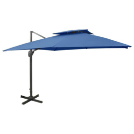 Cantilever Umbrella with Double Top 300x300 cm Azure Blue - thumbnail 1
