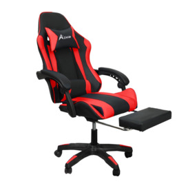 Racing 360 Reclining Swivel Gaming Chair Reclining PU Leather With Footrest & Massager Red
