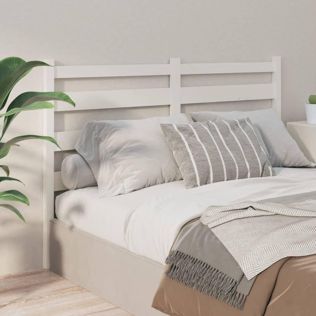 Bed Headboard White 206x4x100 cm Solid Wood Pine - image 1
