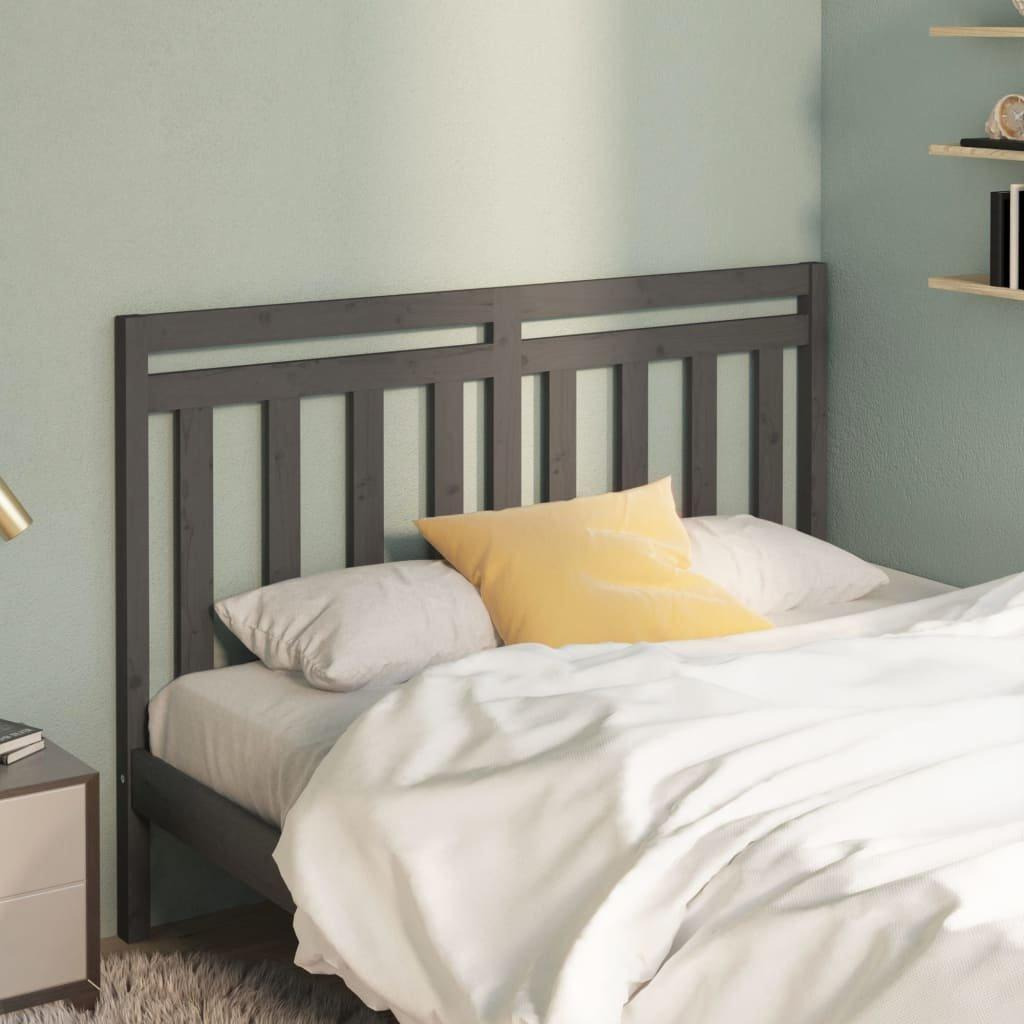 Bed Headboard Grey 146x4x100 cm Solid Wood Pine - image 1