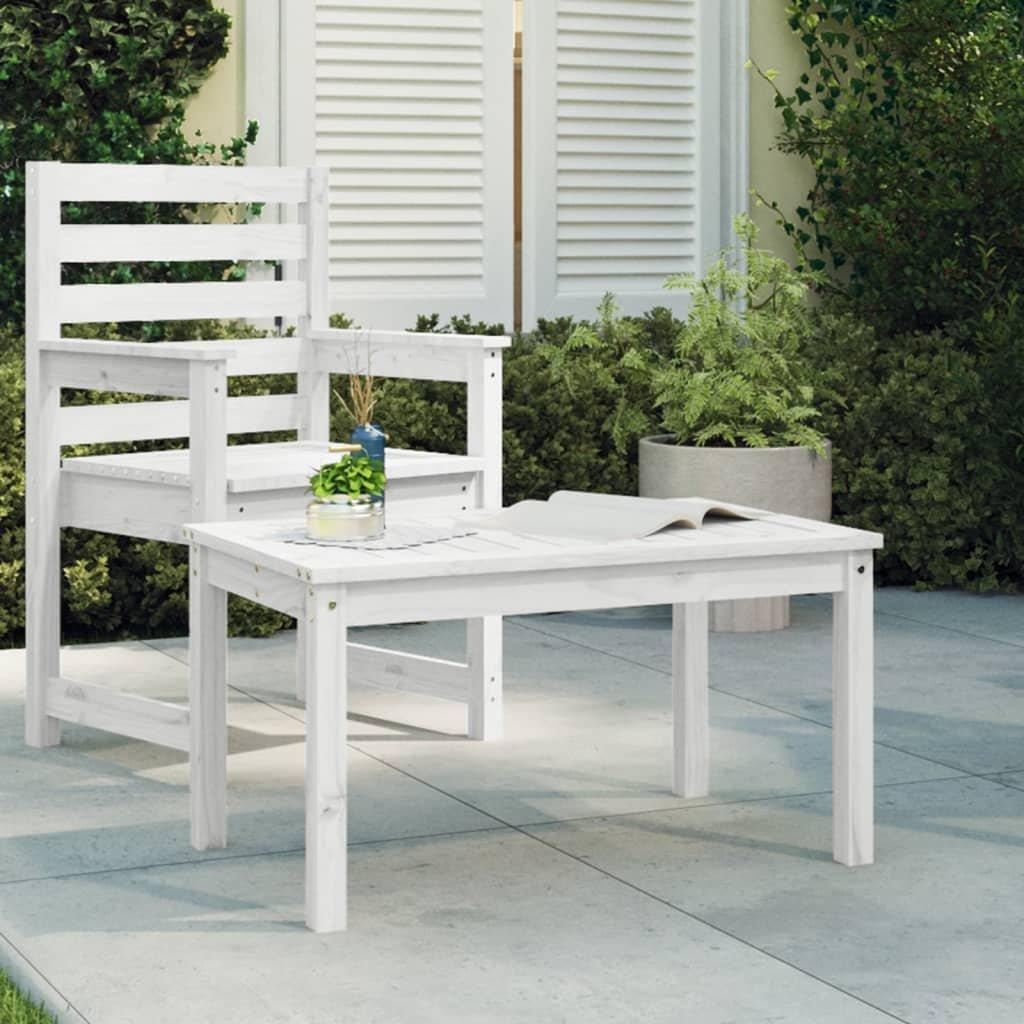 Garden Table White 82.5x50.5x45 cm Solid Wood Pine - image 1