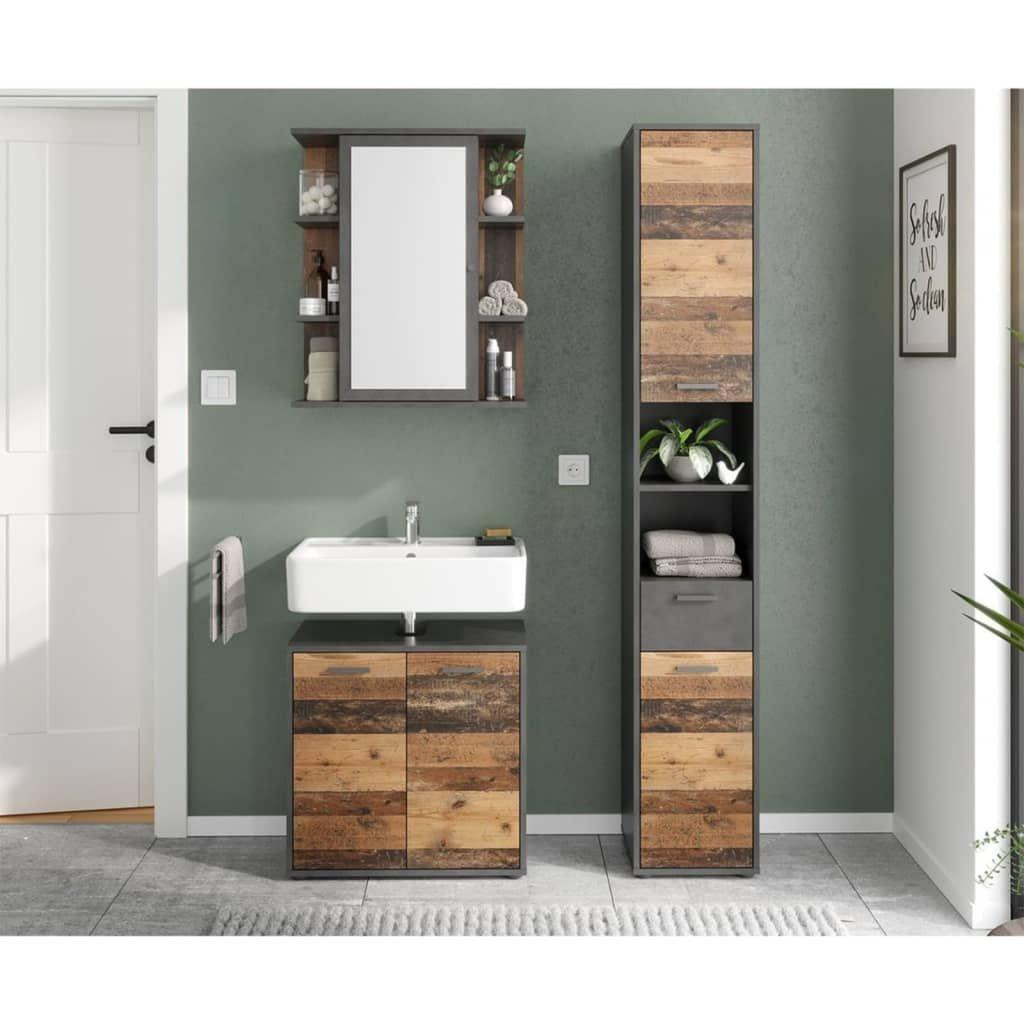 FMD Mirrored Bathroom Cabinet Matera Old Style Dark - image 1