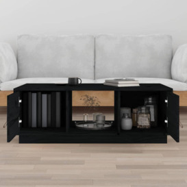 Coffee Table Black 100x50x35 cm Solid Wood Pine - thumbnail 3