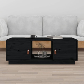 Coffee Table Black 100x50x35 cm Solid Wood Pine - thumbnail 1