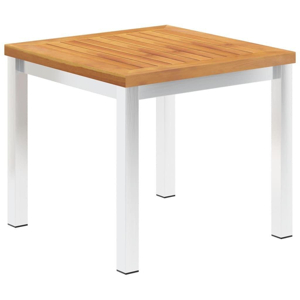 Garden Side Table 45x45x38 cm Solid Acacia Wood and Stainless Steel - image 1