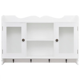 White MDF Wall Cabinet Display Shelf Book/DVD/Glass Storage - thumbnail 3