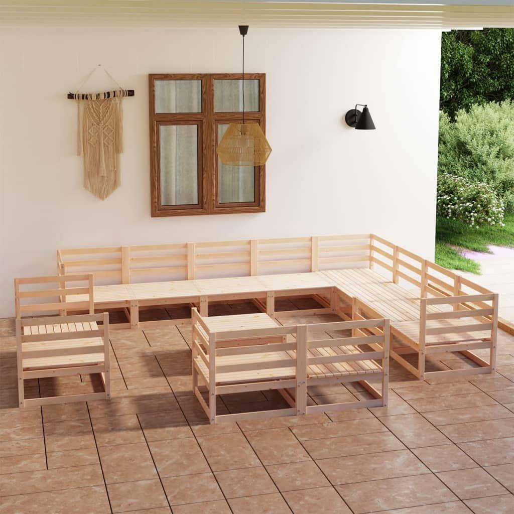 13 Piece Garden Lounge Set Solid Wood Pine - image 1