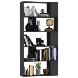 Book Cabinet/Room Divider Black 80x24x159 cm Engineered Wood - thumbnail 3