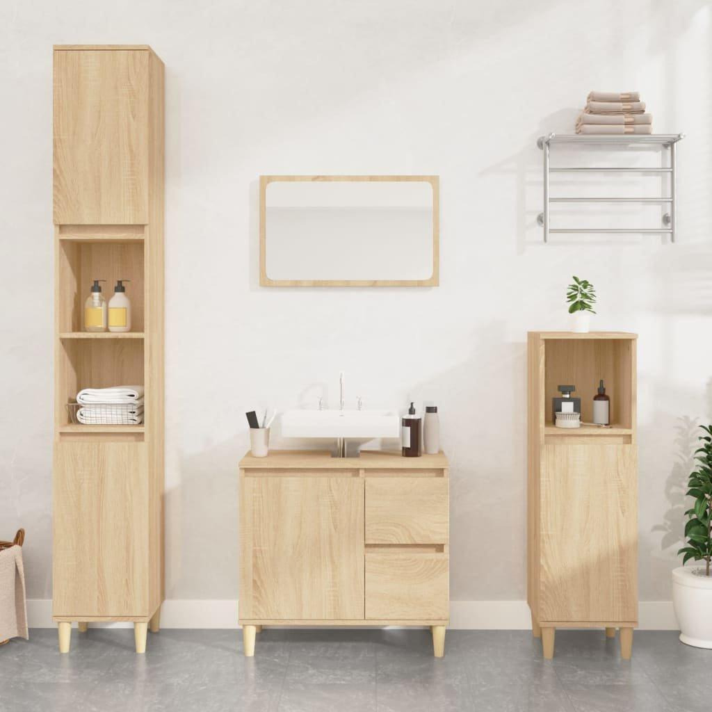 Bathroom Cabinet Sonoma Oak 30x30x100 cm Engineered Wood - image 1